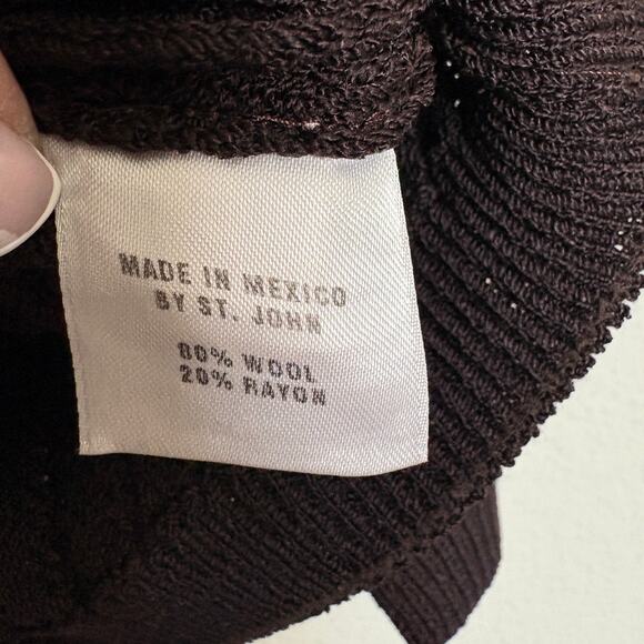 St John Sport Wool Blend Cable Knit Sweater Brown Old Money Prep Fisherman Sm - Picture 4 of 6